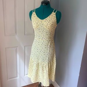 Yellow, Ditsy Floral, Midi Dress